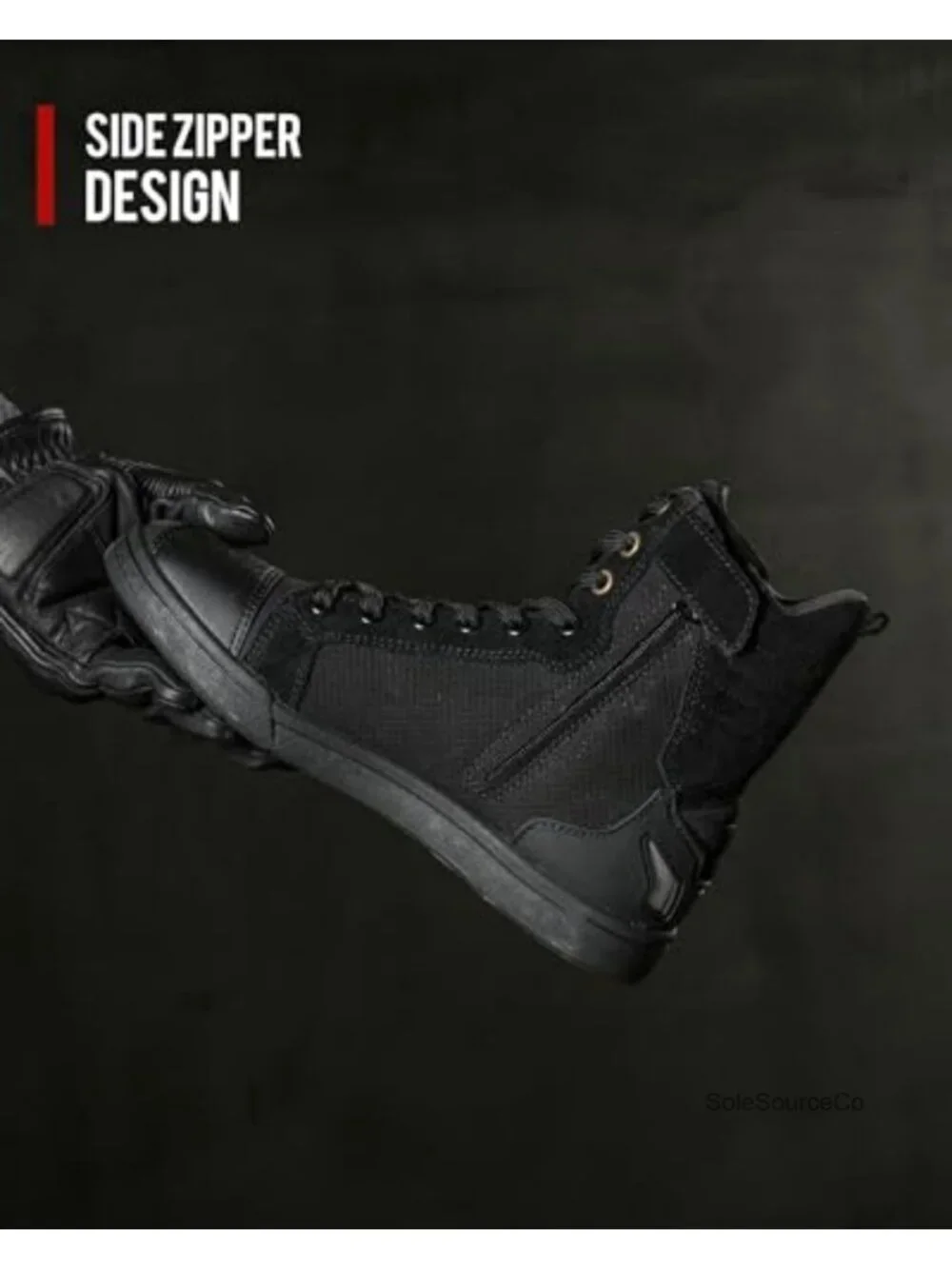 Men's Motorcycle Boots Ankle High Side Zipper Motorcycle Riding Shoes